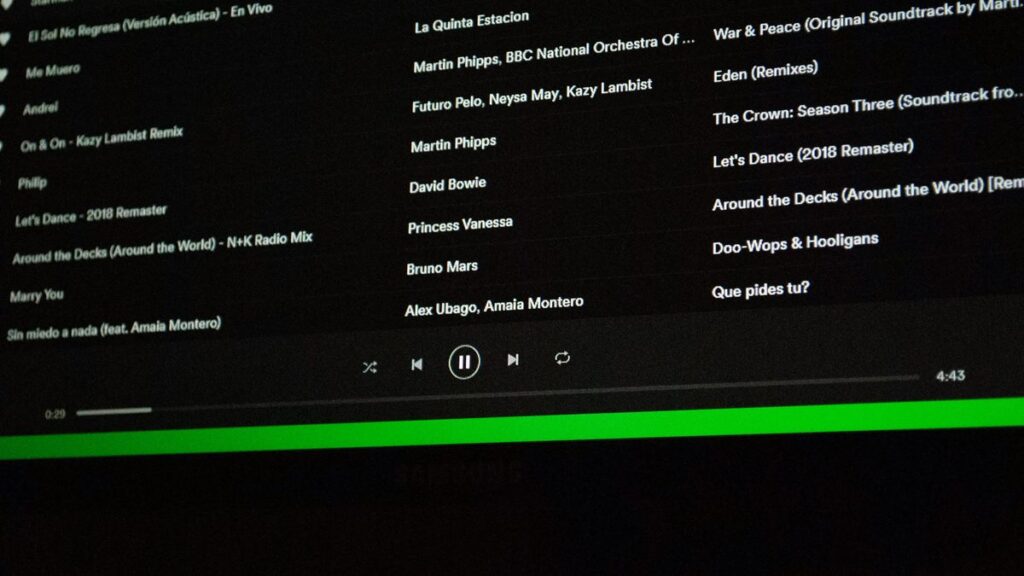 a computer screen with a bunch of music on it